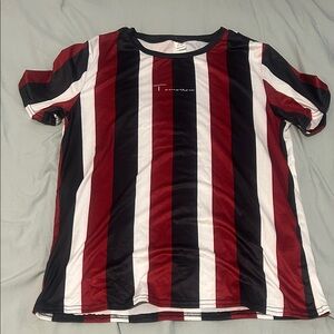 SHEIN Red and Black Striped Kids Tee
